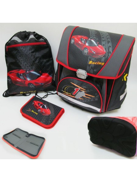 Шкільний комплект: ранець + сумка для взуття + пенал PREMIUM-A "Racing"